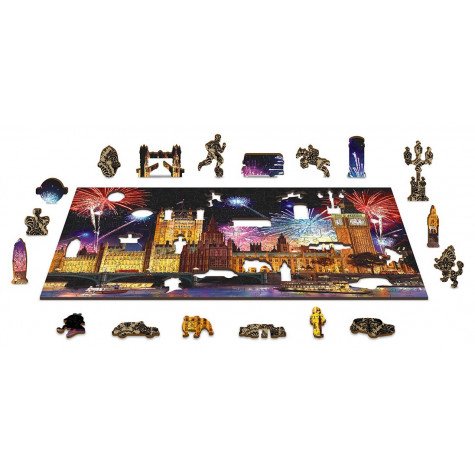WOODEN CITY Dřevěné puzzle Noční Londýn 2v1, 150 dílků EKO ~ 5