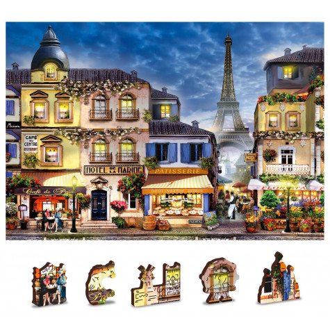 WOODEN CITY Dřevěné puzzle Snídaně v Paříži 2v1, 150 dílků EKO ~ 1