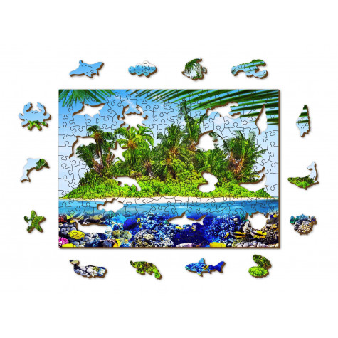 WOODEN CITY Dřevěné puzzle Exotický ostrov pokladů 2v1, 200 dílků EKO ~ 1