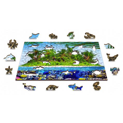 WOODEN CITY Dřevěné puzzle Exotický ostrov pokladů 2v1, 200 dílků EKO ~ 8