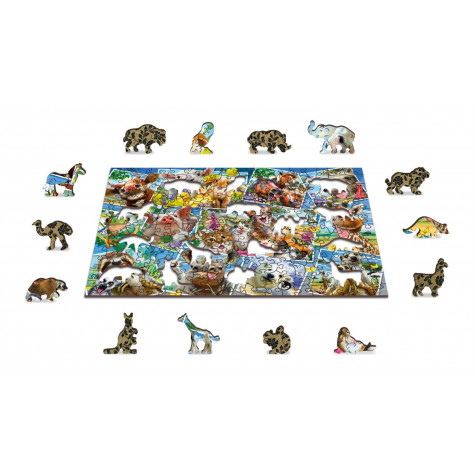 WOODEN CITY Dřevěné puzzle Zvířecí pohlednice 2v1, 200 dílků EKO ~ 3
