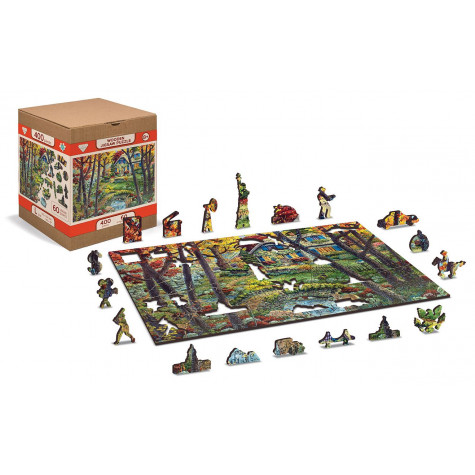 WOODEN CITY Dřevěné puzzle Chata v lese 2v1, 200 dílků EKO ~ 3