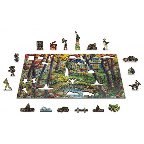 WOODEN CITY Dřevěné puzzle Chata v lese 2v1, 200 dílků EKO ~ 4
