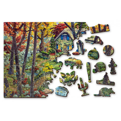 WOODEN CITY Dřevěné puzzle Chata v lese 2v1, 200 dílků EKO ~ 7