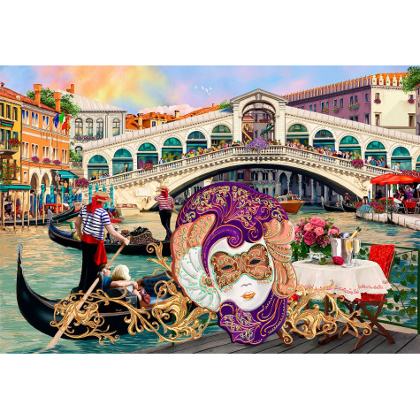 WOODEN CITY Dřevěné puzzle Benátský karneval 2v1, 300 dílků EKO