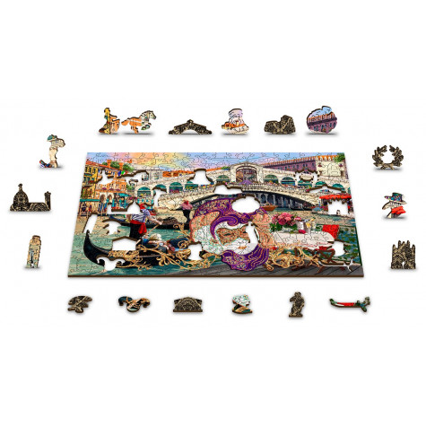 WOODEN CITY Dřevěné puzzle Benátský karneval 2v1, 300 dílků EKO ~ 3