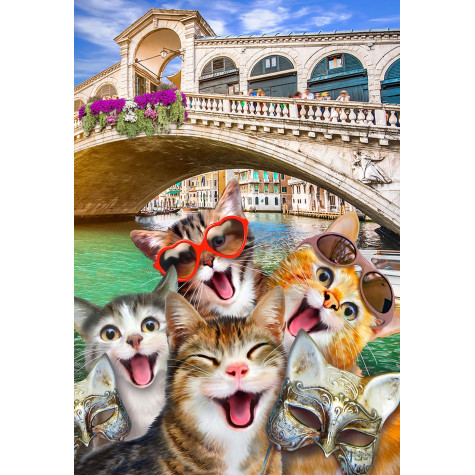 WOODEN CITY Dřevěné puzzle Koťata v Benátkách 2v1, 300 dílků EKO