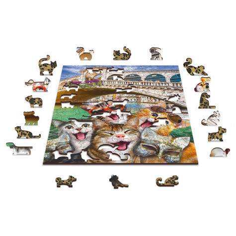 WOODEN CITY Dřevěné puzzle Koťata v Benátkách 2v1, 300 dílků EKO ~ 3