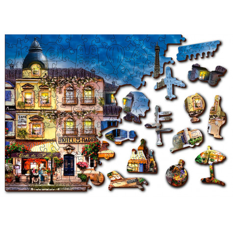 WOODEN CITY Dřevěné puzzle Snídaně v Paříži 2v1, 600 dílků EKO