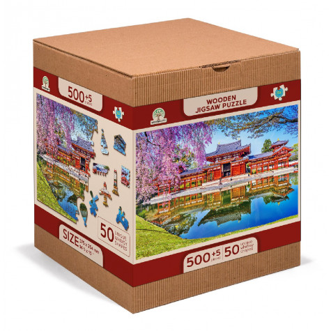 WOODEN CITY Dřevěné puzzle Chrám Byodo-in, Kjóto, Japonsko 2v1, 505 dílků EKO