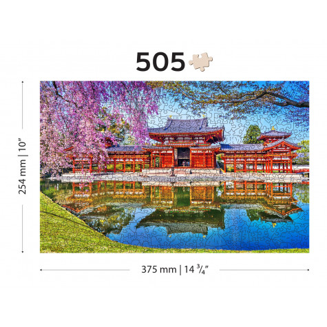 WOODEN CITY Dřevěné puzzle Chrám Byodo-in, Kjóto, Japonsko 2v1, 505 dílků EKO ~ 9