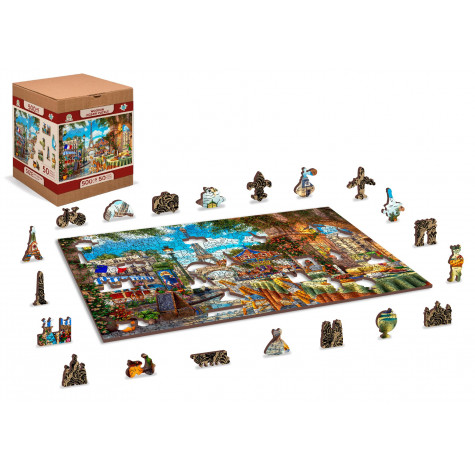 WOODEN CITY Dřevěné puzzle Den v Paříži 2v1, 505 dílků EKO