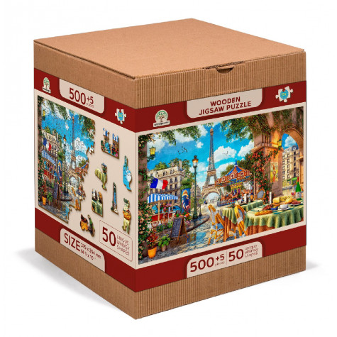WOODEN CITY Dřevěné puzzle Den v Paříži 2v1, 505 dílků EKO ~ 5