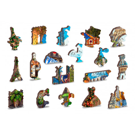WOODEN CITY Dřevěné puzzle Den v Paříži 2v1, 505 dílků EKO ~ 6