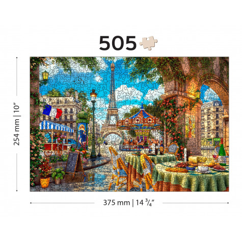 WOODEN CITY Dřevěné puzzle Den v Paříži 2v1, 505 dílků EKO