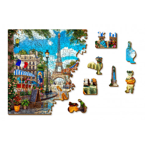 WOODEN CITY Dřevěné puzzle Den v Paříži 2v1, 505 dílků EKO ~ 9