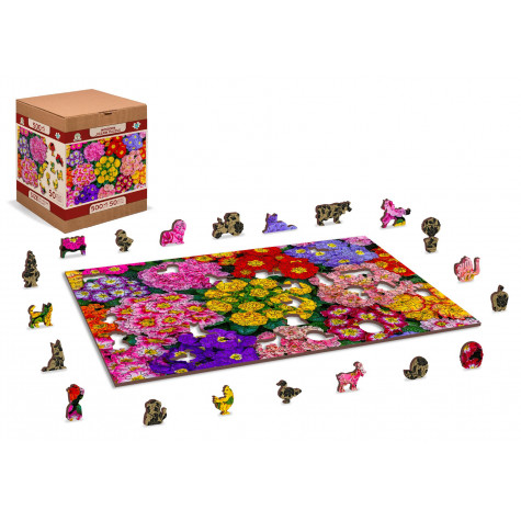 WOODEN CITY Dřevěné puzzle Rozkvetlé květiny 2v1, 505 dílků EKO ~ 3