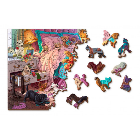 WOODEN CITY Dřevěné puzzle Nezbená štěňata 2v1, 505 dílků EKO ~ 5