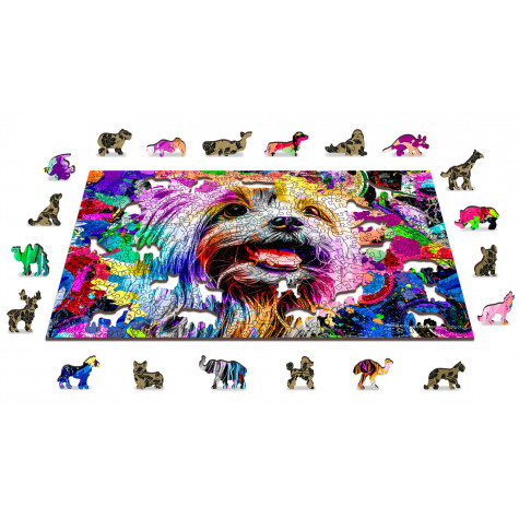 WOODEN CITY Dřevěné puzzle Pop Art Jorkšírský teriér 2v1, 505 dílků EKO