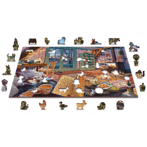 WOODEN CITY Dřevěné puzzle Útulná chata 2v1, 505 dílků EKO ~ 3