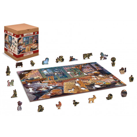 WOODEN CITY Dřevěné puzzle Útulná chata 2v1, 505 dílků EKO ~ 4