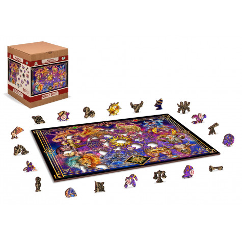 WOODEN CITY Dřevěné puzzle Zvěrokruh 2v1, 505 dílků EKO ~ 5
