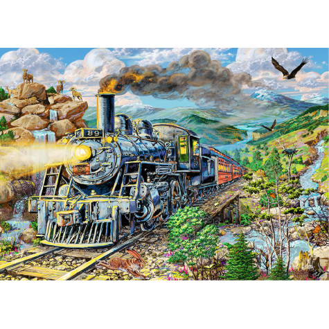 WOODEN CITY Dřevěné puzzle Železnice 2v1, 505 dílků EKO ~ 2