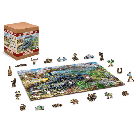 WOODEN CITY Dřevěné puzzle Železnice 2v1, 505 dílků EKO ~ 4