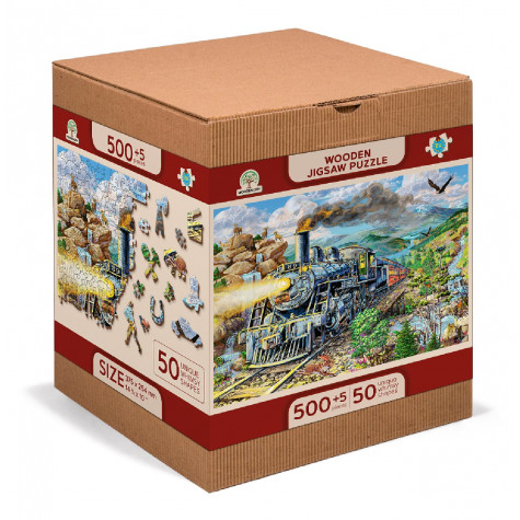 WOODEN CITY Dřevěné puzzle Železnice 2v1, 505 dílků EKO ~ 5