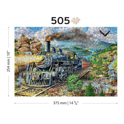 WOODEN CITY Dřevěné puzzle Železnice 2v1, 505 dílků EKO