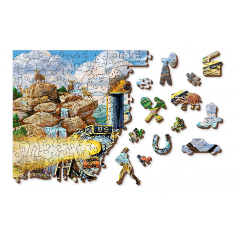WOODEN CITY Dřevěné puzzle Železnice 2v1, 505 dílků EKO ~ 7