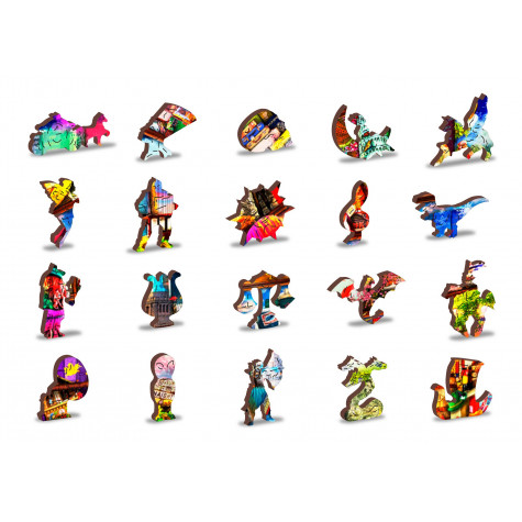 WOODEN CITY Dřevěné puzzle Police na knihy o cestování 2v1, 505 dílků EKO ~ 6