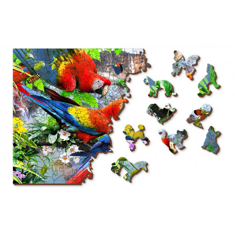 WOODEN CITY Dřevěné puzzle Ostrov papoušků 2v1, 505 dílků EKO ~ 7