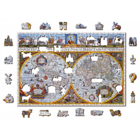 WOODEN CITY Dřevěné puzzle Antická mapa Nova Terrarum 2v1, 505 dílků EKO ~ 1