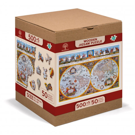 WOODEN CITY Dřevěné puzzle Antická mapa Nova Terrarum 2v1, 505 dílků EKO ~ 2
