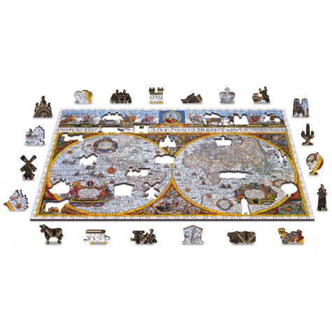 WOODEN CITY Dřevěné puzzle Antická mapa Nova Terrarum 2v1, 505 dílků EKO ~ 3