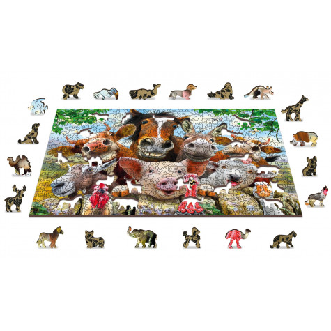 WOODEN CITY Dřevěné puzzle Život na farmě 2v1, 505 dílků EKO ~ 2