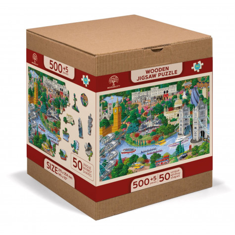 WOODEN CITY Dřevěné puzzle Londýnské památky 2v1, 505 dílků EKO ~ 2