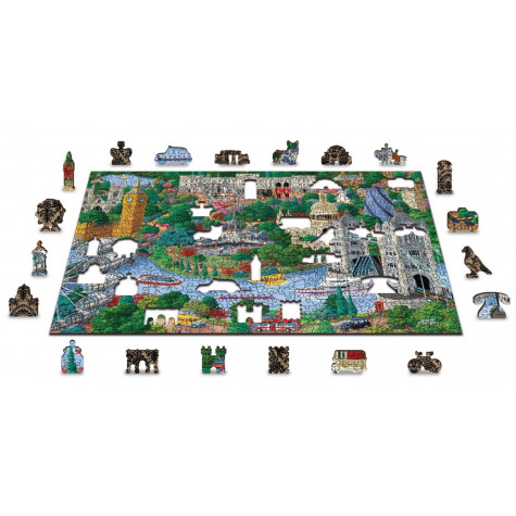 WOODEN CITY Dřevěné puzzle Londýnské památky 2v1, 505 dílků EKO ~ 3