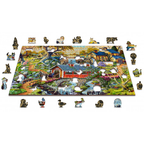 WOODEN CITY Dřevěné puzzle Venkovské mosty 2v1, 505 dílků EKO