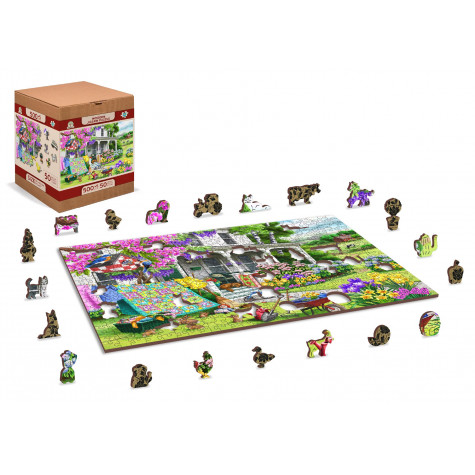 WOODEN CITY Dřevěné puzzle Venkovská zahrada 2v1, 505 dílků EKO ~ 4