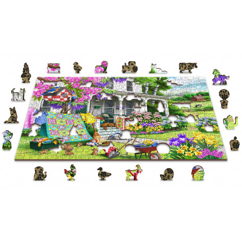 WOODEN CITY Dřevěné puzzle Venkovská zahrada 2v1, 505 dílků EKO ~ 9