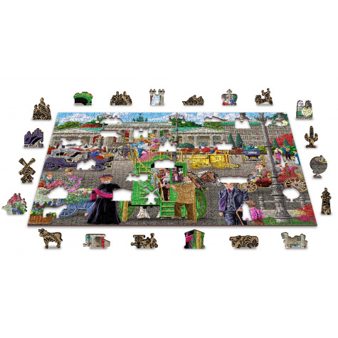 WOODEN CITY Dřevěné puzzle Pařížské náměstí v Berlíně 2v1, 505 dílků EKO
