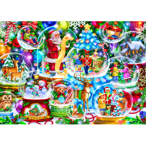 WOODEN CITY Dřevěné puzzle Vánoční sněžítka 2v1, 505 dílků EKO ~ 2
