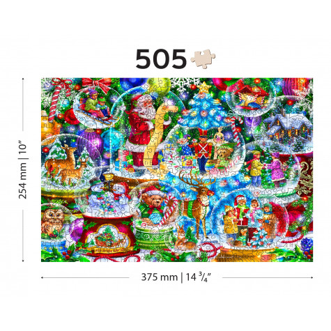 WOODEN CITY Dřevěné puzzle Vánoční sněžítka 2v1, 505 dílků EKO ~ 3
