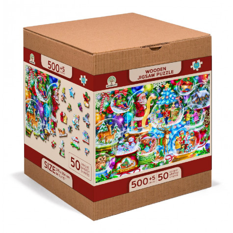 WOODEN CITY Dřevěné puzzle Vánoční sněžítka 2v1, 505 dílků EKO ~ 6