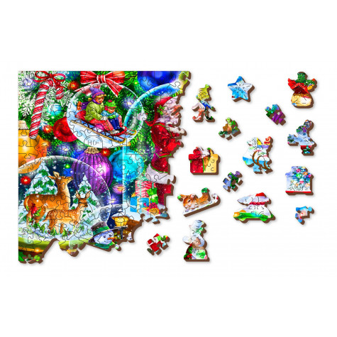 WOODEN CITY Dřevěné puzzle Vánoční sněžítka 2v1, 505 dílků EKO ~ 8