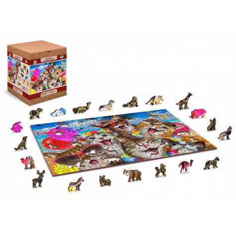 WOODEN CITY Dřevěné puzzle Kočičí párty 2v1, 505 dílků EKO ~ 5