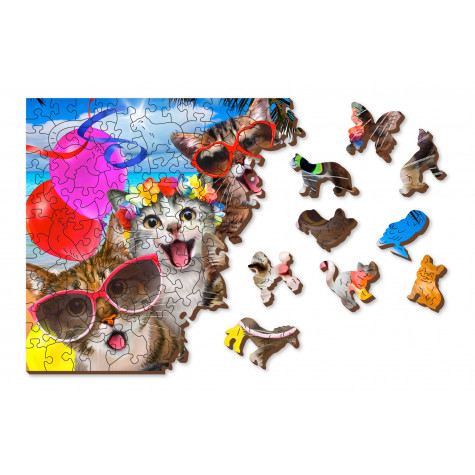 WOODEN CITY Dřevěné puzzle Kočičí párty 2v1, 505 dílků EKO ~ 7