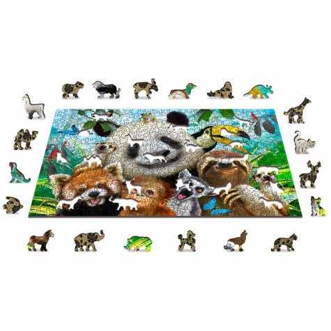 WOODEN CITY Dřevěné puzzle Vítejte v džungli 2v1, 505 dílků EKO ~ 3